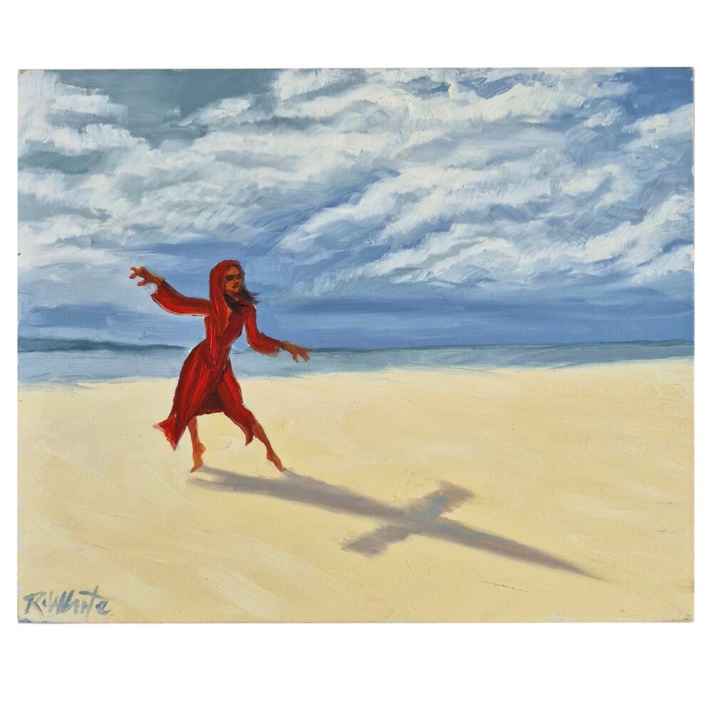 “Dancing With My Shadow” Original Oil Painting by Robin White on Wood Panel 10”